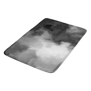 Black, white and Gray Marbled Abstract   Bath Mat