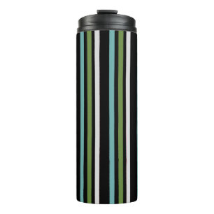 Black, white, and green stripe digital thermal tumbler