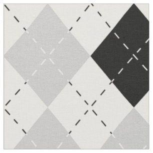 Black White and Grey Argyle Fabric