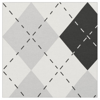 Black White and Grey Argyle Fabric