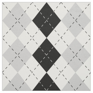 Black White and Grey Argyle Fabric