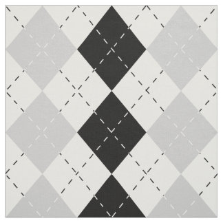 Black White and Grey Argyle Fabric