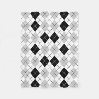 Black White and Grey Argyle Fleece Blanket