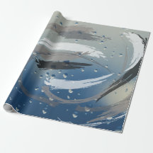 Black, white, and Grey Brushstroke Wrapping Paper