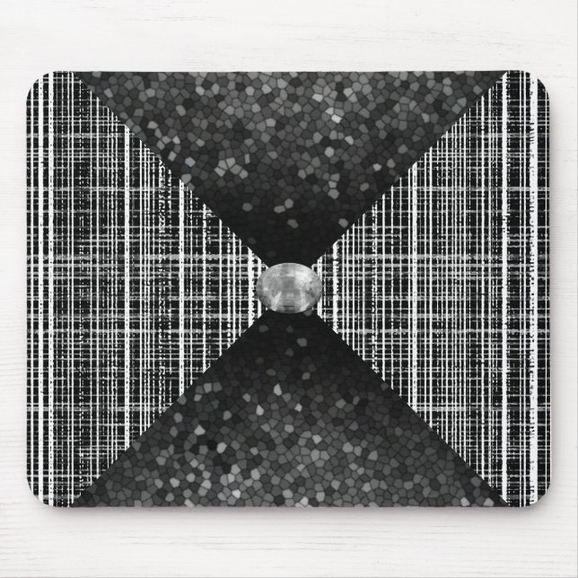 Black, White, and Grey Check Pattern Mouse Pad (Front)