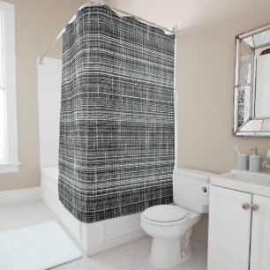 Black, White, and Grey Check Pattern Shower Curtain