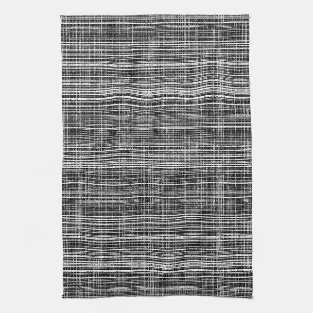 Black, White, and Grey Check Pattern Tea Towel (Vertical)