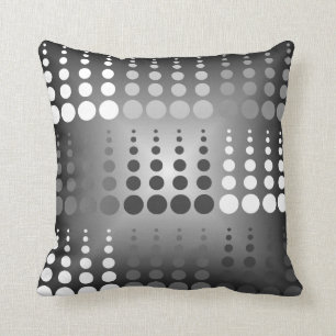 Black White and Grey Circle Pattern Throw Pillow