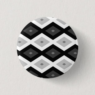 Black, white and grey diamond pattern 3 cm round badge