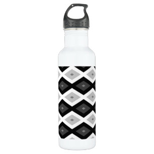 Black, white and grey diamond pattern 710 ml water bottle