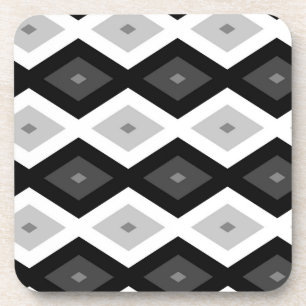 Black, white and grey diamond pattern coaster