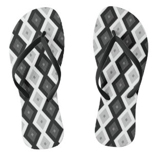 Black, white and grey diamond pattern jandals