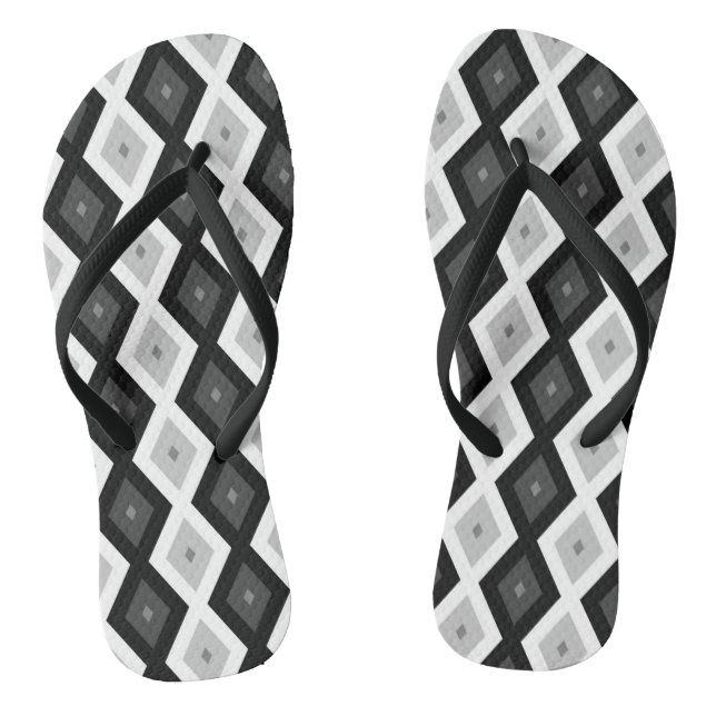 Black, white and grey diamond pattern jandals (Footbed)