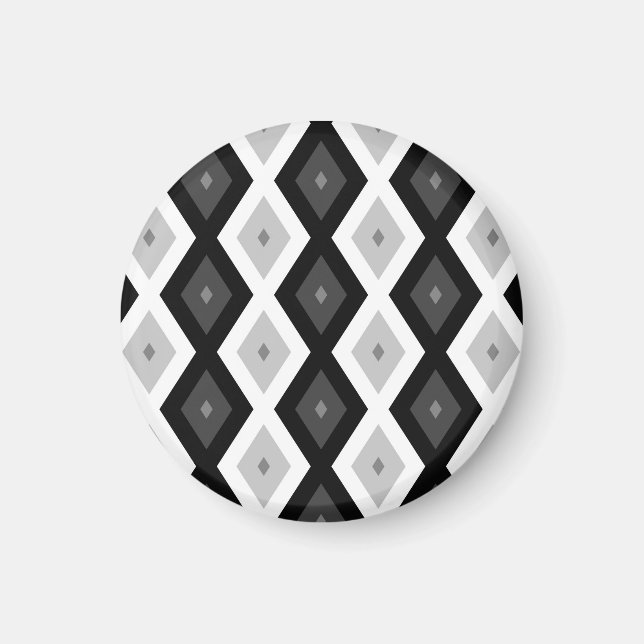 Black, white and grey diamond pattern magnet (Front)