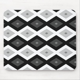Black, white and grey diamond pattern mouse pad
