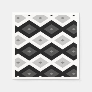 Black, white and grey diamond pattern napkin