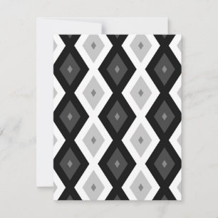 Black, white and grey diamond pattern RSVP card