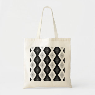 Black, white and grey diamond pattern tote bag