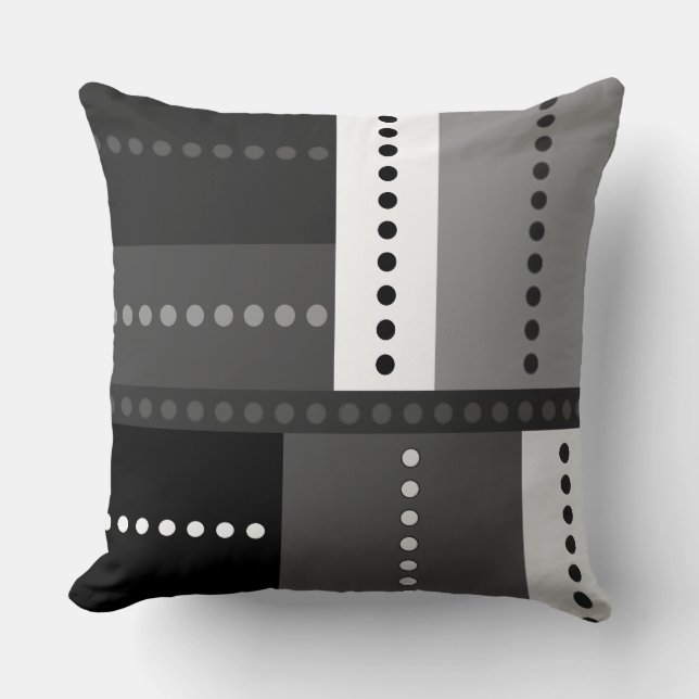 Black, White and Grey Geometric Cushion (Front)