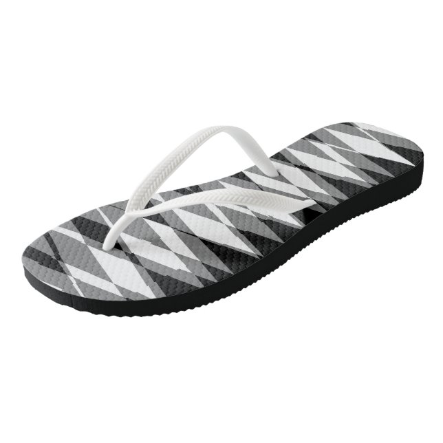 Black White and Grey Geometric Jandals (Angled)