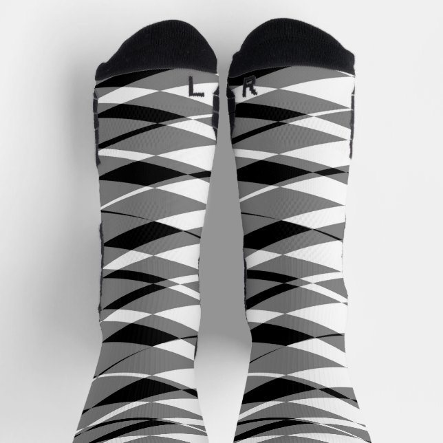 Black White and Grey Geometric Socks (Top)