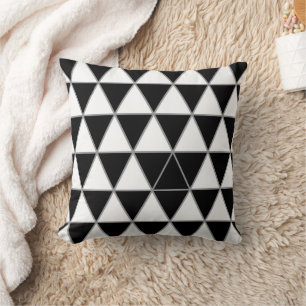 Black, white and grey geometric triangle pattern. cushion