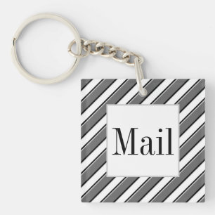 Black White and Grey Mail Key Keychain