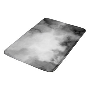 Black, white and Grey Marbled Abstract   Bath Mat