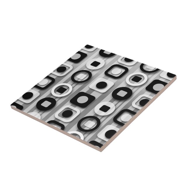 Black White and Grey Modern Pattern Tile (Side)