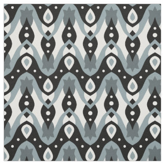 Black, White and Grey Monochrome Geometric Pattern Fabric