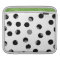 Black, white and grey spotty pattern.