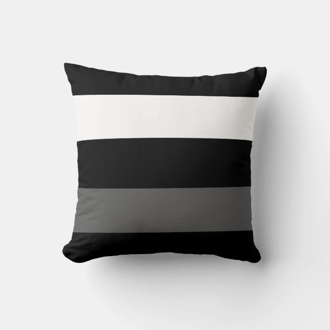 Black White and Grey Stripe Cushion (Front)