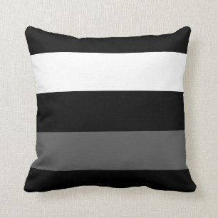 Black White and Grey Stripe Cushion