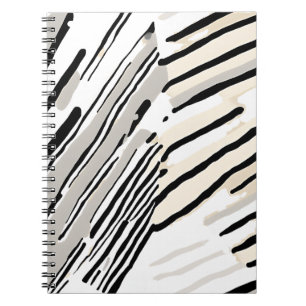 Black, white and Grey stripes geometric pattern Notebook