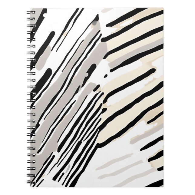 Black, white and Grey stripes geometric pattern Notebook (Front)