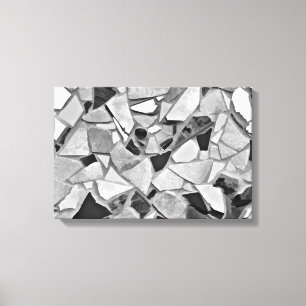 Black, White And Grey Terrazzo Photo Art Canvas Print