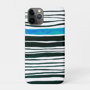 Black, white and mediterranean blue stripes  Case-Mate iPhone case