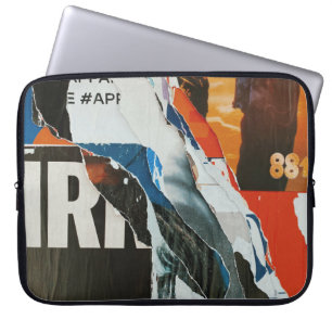 Black white and orange abstract painting laptop sleeve