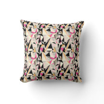 Black, White and Pink Abstract Art Throw Pillow