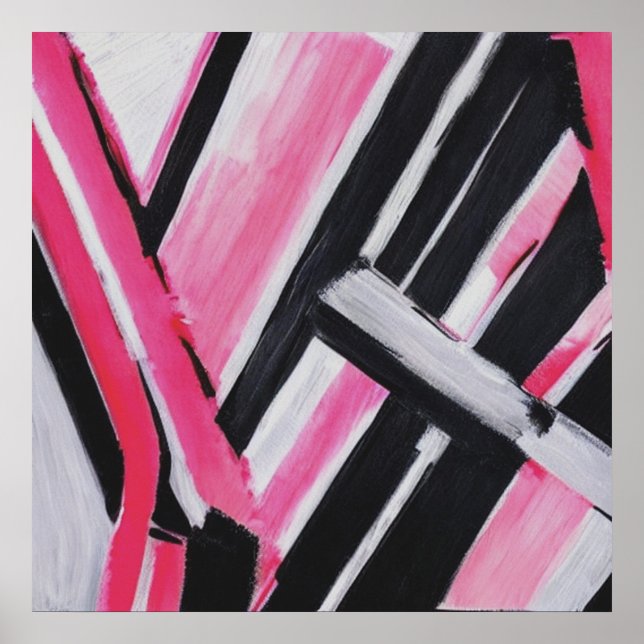 Black, White and Pink Abstract Wall Art  (Front)