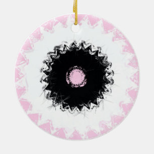 Black, White and Pink Chalk Abstract Ceramic Tree Decoration