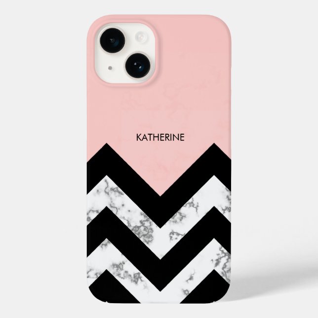 Black White and Pink Chevrons Case-Mate iPhone Case (Back)