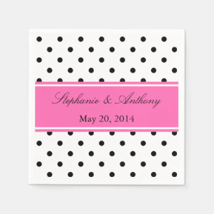 Black, White and Pink Polka Dot Wedding Napkin