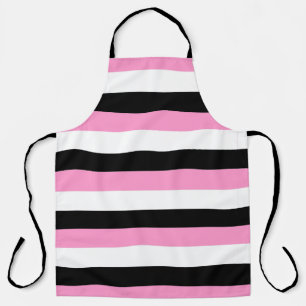Black, White and Pink Stripes Apron