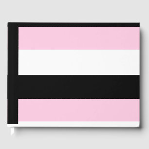 Black, White and Pink Stripes Guest Book