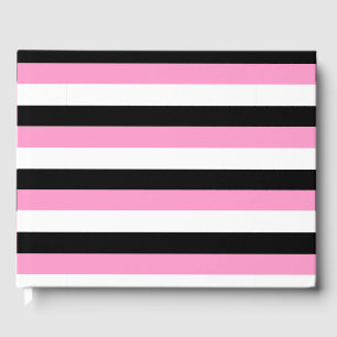 Black, White and Pink Stripes  Guest Book
