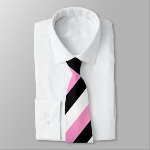 Black, White and Pink Stripes Tie