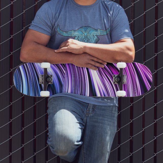 Black, White, and Purple Stripes Skateboard (Outdoor 3)