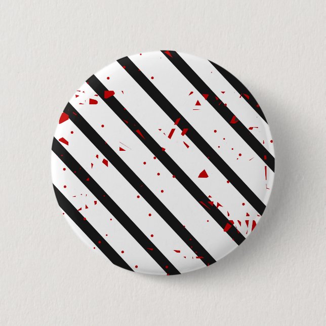 Black, white and red 6 cm round badge (Front)