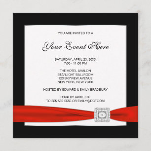 Black White and Red All Occasion Invitation